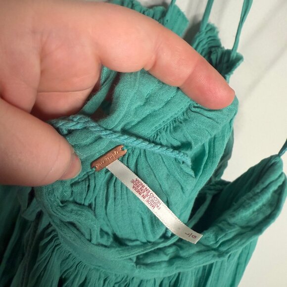 Free People Women's Large Mint Green Mini Dress‎ Halter Ruffle Sleeveless - Picture 5 of 6